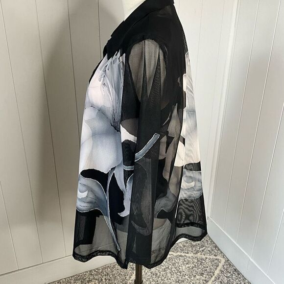 Vintage Clara S Womens Size Medium 2 Piece Tank & Jacket Black Floral Flowy - Picture 7 of 15